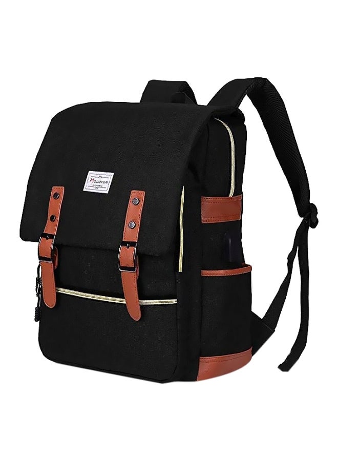 Professional Slim USB Charging Travel Backpack Black/Brown