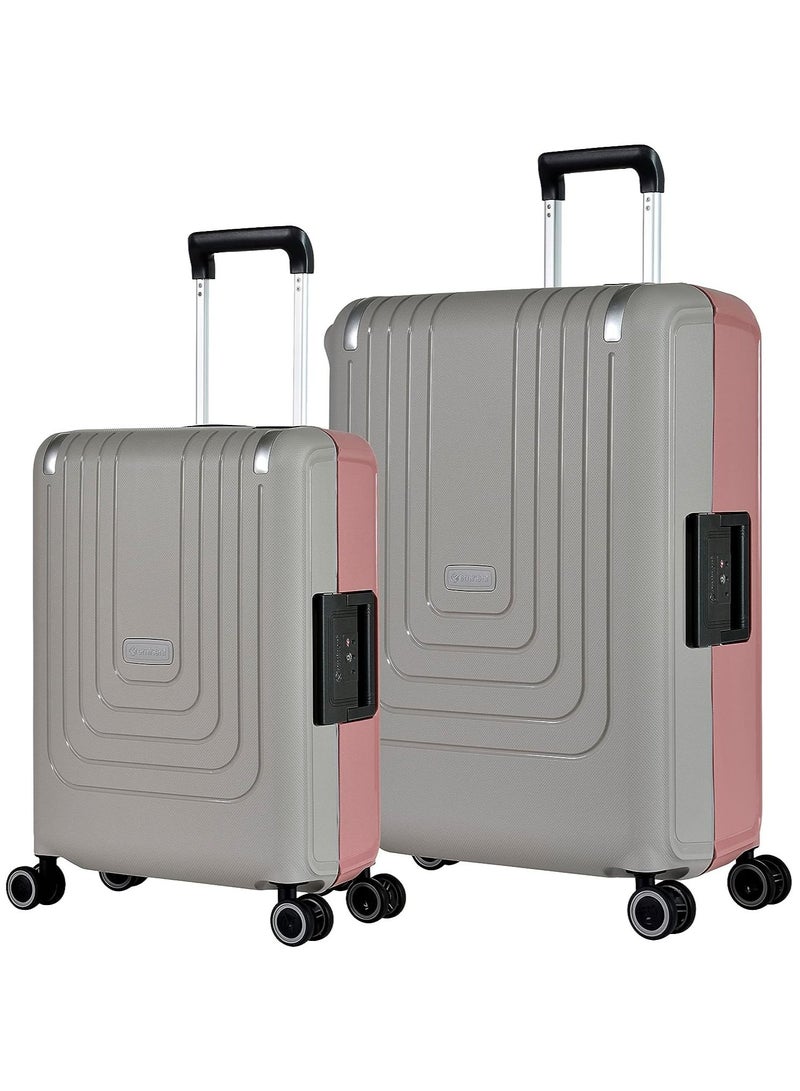 Vertica Hard Case Trolley Luggage Set of 2 Polypropylene Lightweight 4 Quiet Double Spinner Wheels With TSA Lock B0006M GrayPink