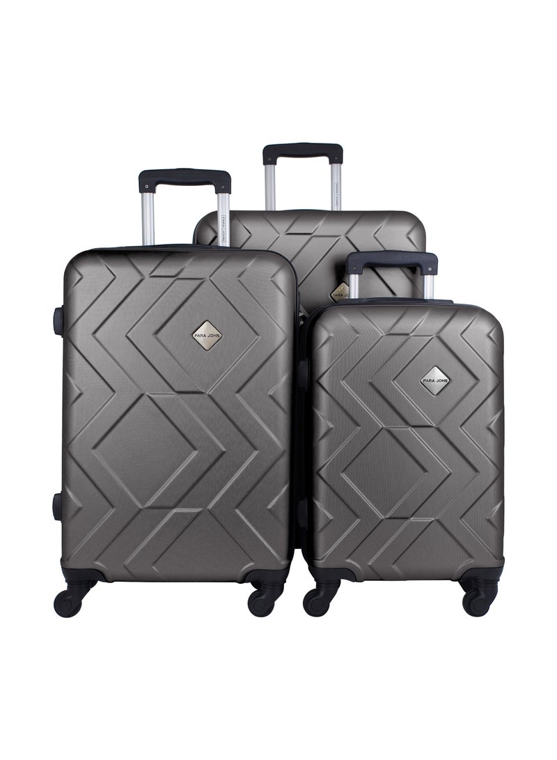 Prime 3 Piece ABS Hardside Spinner Luggage Trolley Set 20/24/28 Inch Grey