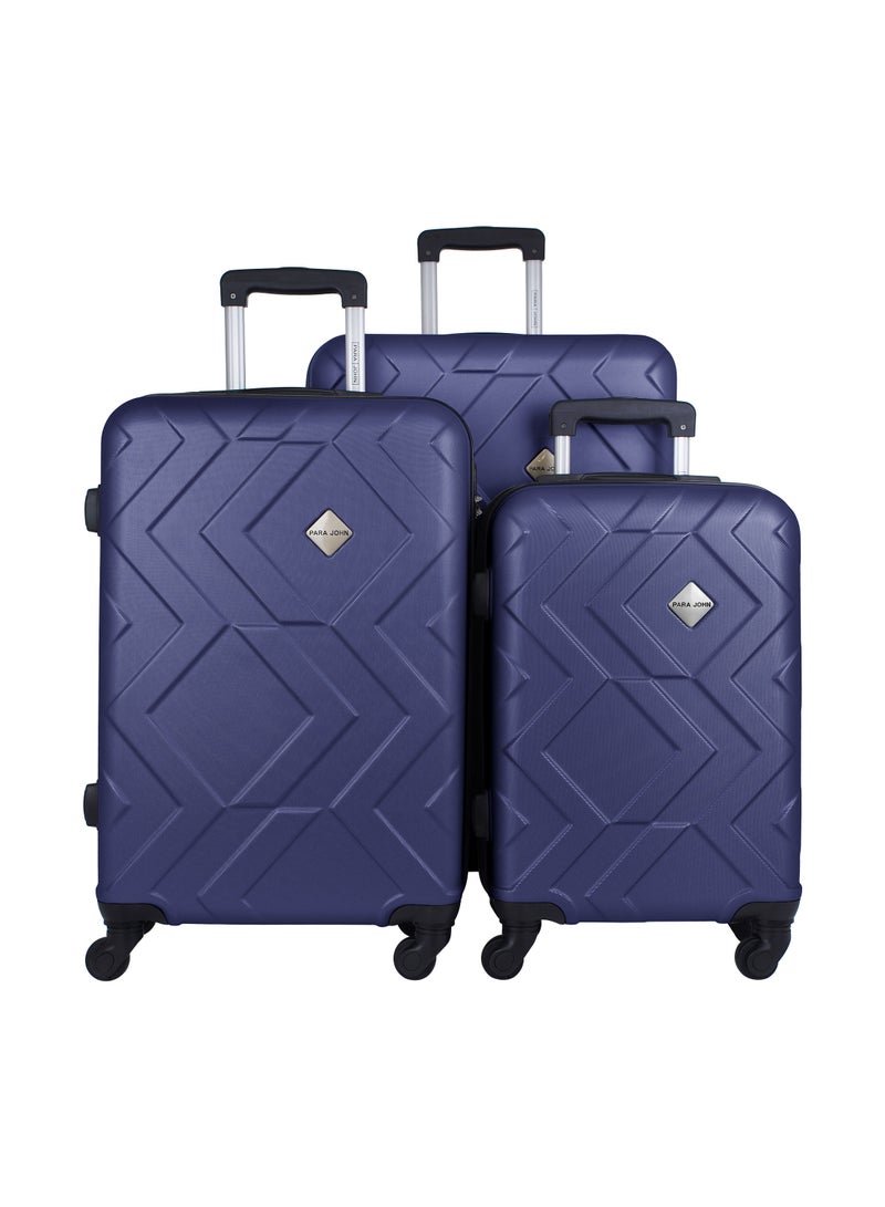 Prime 3 Piece ABS Hardside Spinner Luggage Trolley Set 20/24/28 Inch Navy