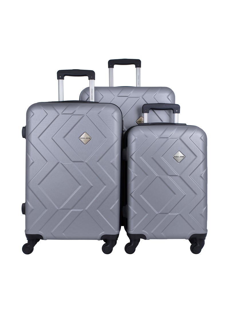 Prime 3 Piece ABS Hardside Spinner Luggage Trolley Set 20/24/28 Inch Silver