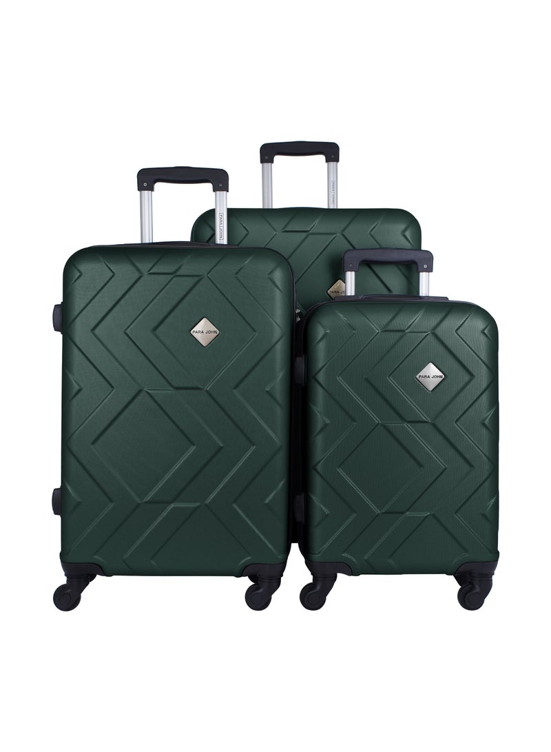 Prime 3 Piece ABS Hardside Spinner Luggage Trolley Set 20/24/28 Inch Green