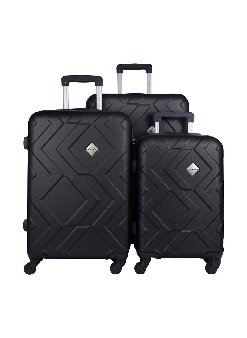 Prime 3 Piece ABS Hardside Spinner Luggage Trolley Set 20/24/28 Inch Black