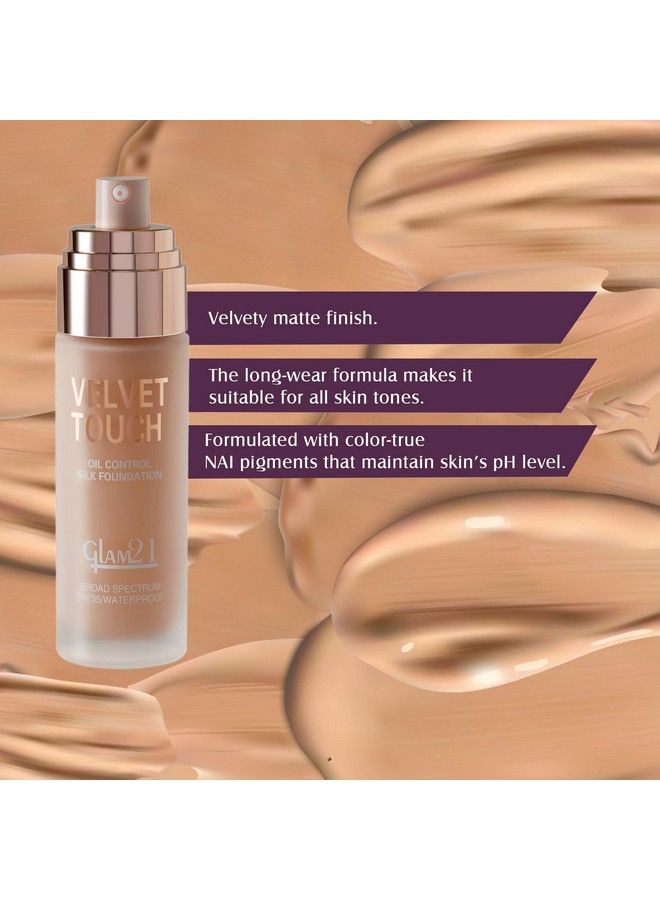 Glam21 Velvet Touch Oil Control Silk Foundation;Waterproof High Coverage;Spf 35 Long Lasting;Sand Beige50Gm