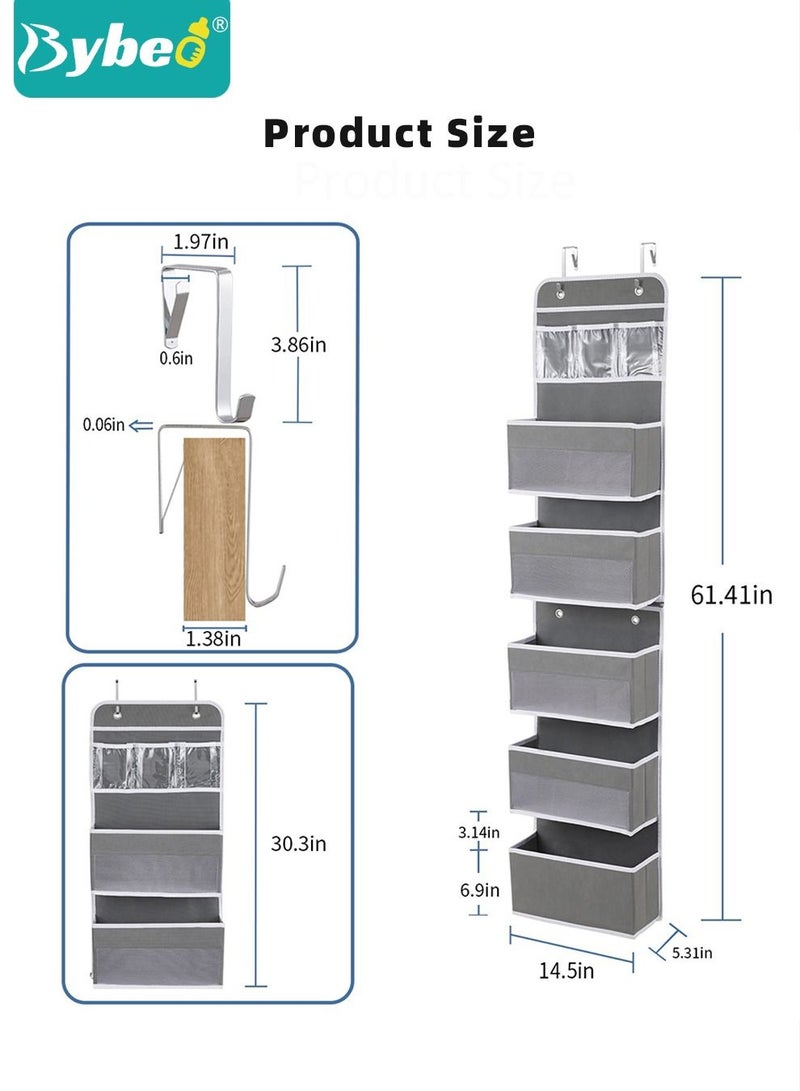 6-Shelf Over Door Storage Organizer, Flexible 1 Split into 2 Hanging Wall Mount Hanging Organizers for Baby Nursery Bathroom Dorm Closet