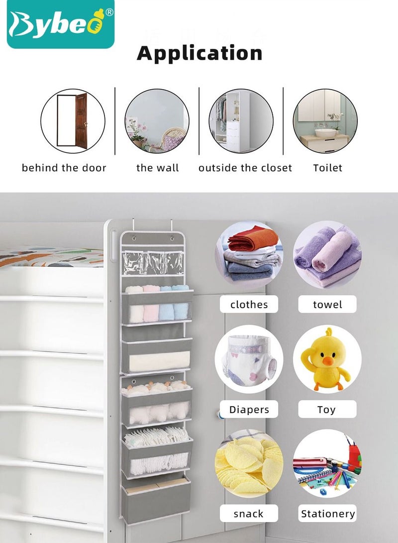 6-Shelf Over Door Storage Organizer, Flexible 1 Split into 2 Hanging Wall Mount Hanging Organizers for Baby Nursery Bathroom Dorm Closet