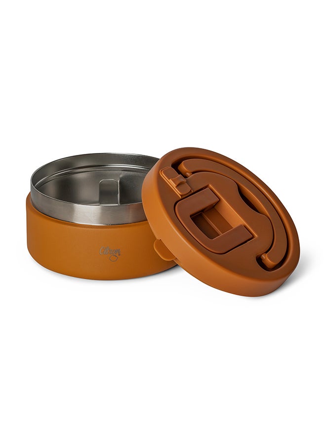 Vacuum Insulated Food Jar For Kids And Adults, Bpa Free Food Thermos, Travel Hot Food Container - 400 Ml Caramel