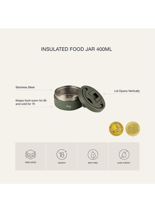 Vacuum Insulated Food Jar For Kids And Adults, Bpa Free Food Thermos, Travel Hot Food Container - 400 Ml Caramel