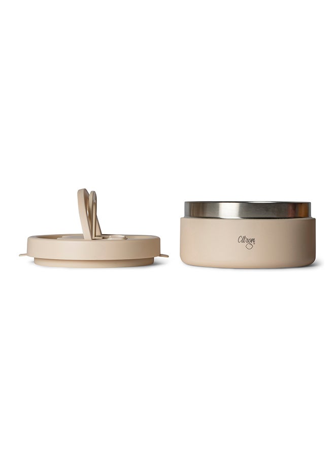 Vacuum Insulated Food Jar For Kids And Adults, Bpa Free Food Thermos, Travel Hot Food Container - 400 Ml Beige