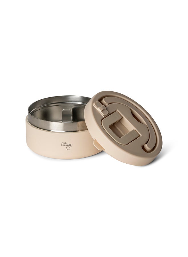 Vacuum Insulated Food Jar For Kids And Adults, Bpa Free Food Thermos, Travel Hot Food Container - 400 Ml Beige