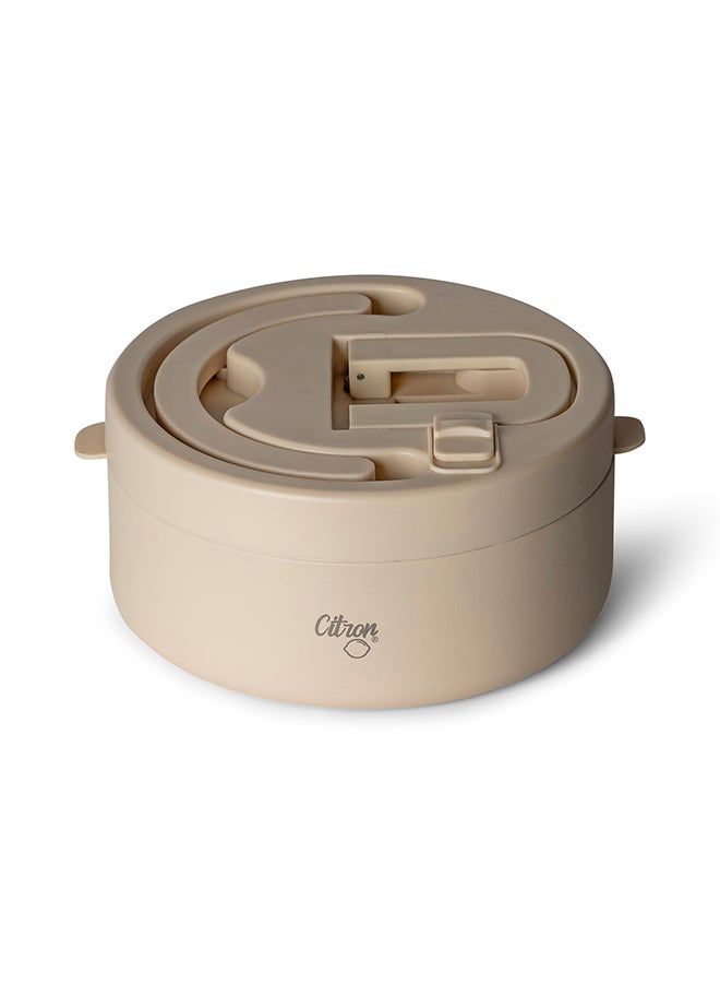 Vacuum Insulated Food Jar For Kids And Adults, Bpa Free Food Thermos, Travel Hot Food Container - 400 Ml Beige