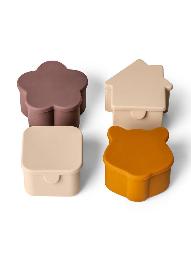 Set Of 4 Silicone Lunchbox Organizers - Beige/Plum/Caramel
