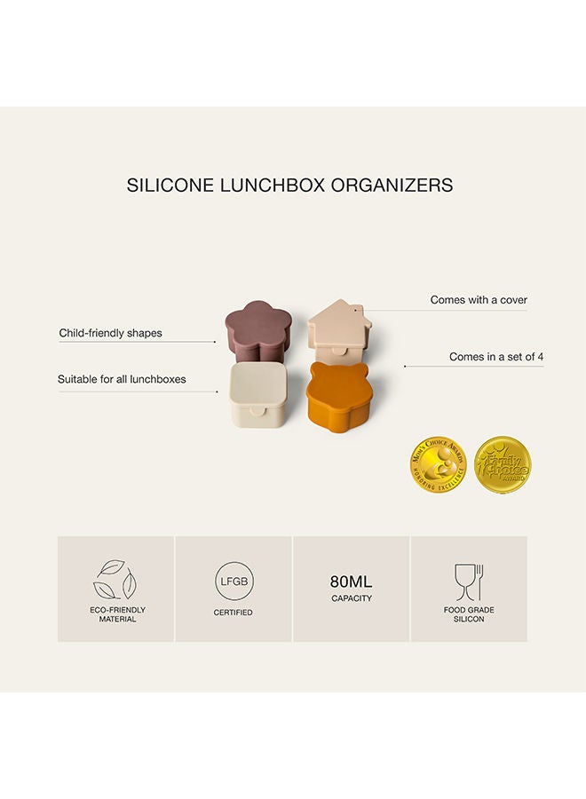 Set Of 4 Silicone Lunchbox Organizers - Beige/Plum/Caramel