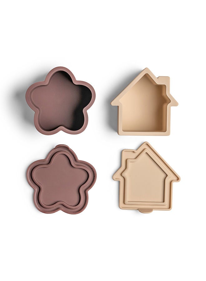 Set Of 4 Silicone Lunchbox Organizers - Beige/Plum/Caramel