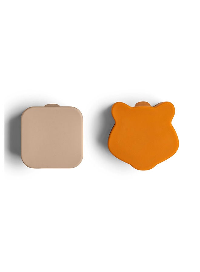 Set Of 4 Silicone Lunchbox Organizers - Beige/Plum/Caramel