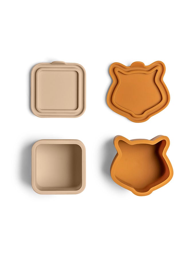 Set Of 4 Silicone Lunchbox Organizers - Beige/Plum/Caramel