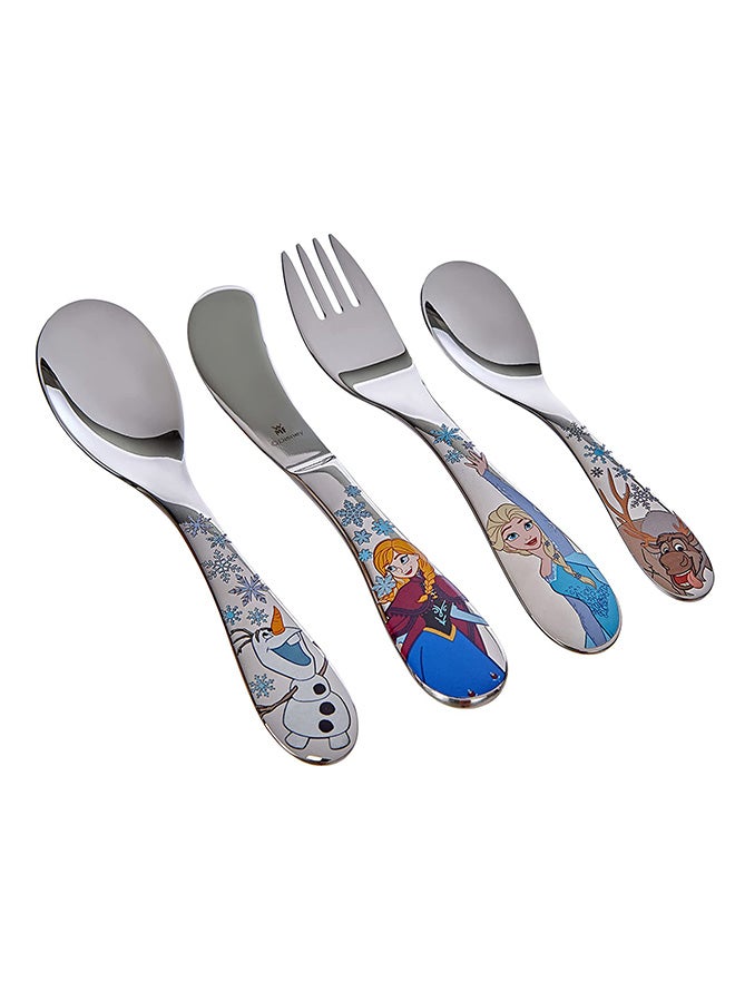 4-Piece Disney Frozen Child Set Silver/Blue/Orange Children Knife 16.5, Children Fork 18.5, Children Spoon 16.5, Children Teaspoon 13cm