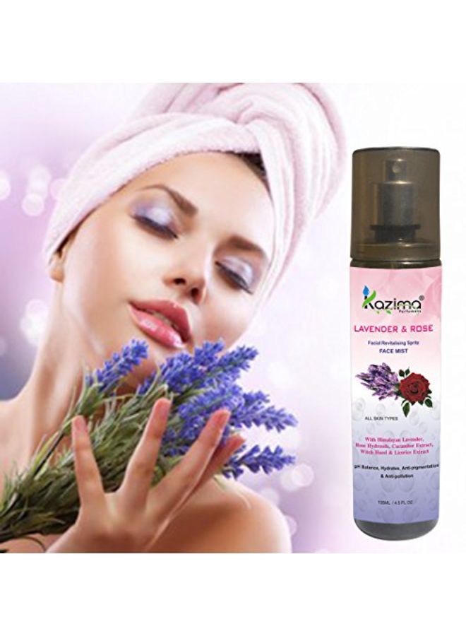 Lavender & Rose Revitalising Facial Spritz & Face Mist Toner For Fresh, Glowy Skin All Day Long - (No Sulfate, No Parabens, No Xanthan, No Mineral Oil), 135 Ml