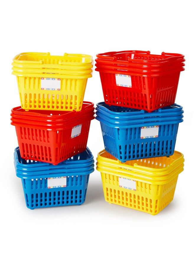 Mini Shopping Basket Set Colorful Plastic Shopping Baskets With Handle Kids Party Favors Classroom Supplies Or Craft Room Storage For Ages 3+