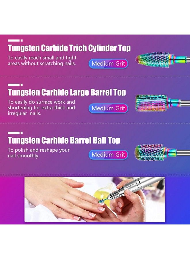 30Pcs Nail Drill Bits3/32 Inch Ceramic Drill Bits For Nails Sets Acrylic Diamond Cuticle Efile Carbide Remover Bits For Home Salon Acrylic Gel Nail Manicure Pedicure Tools(Come With 3 Cases)