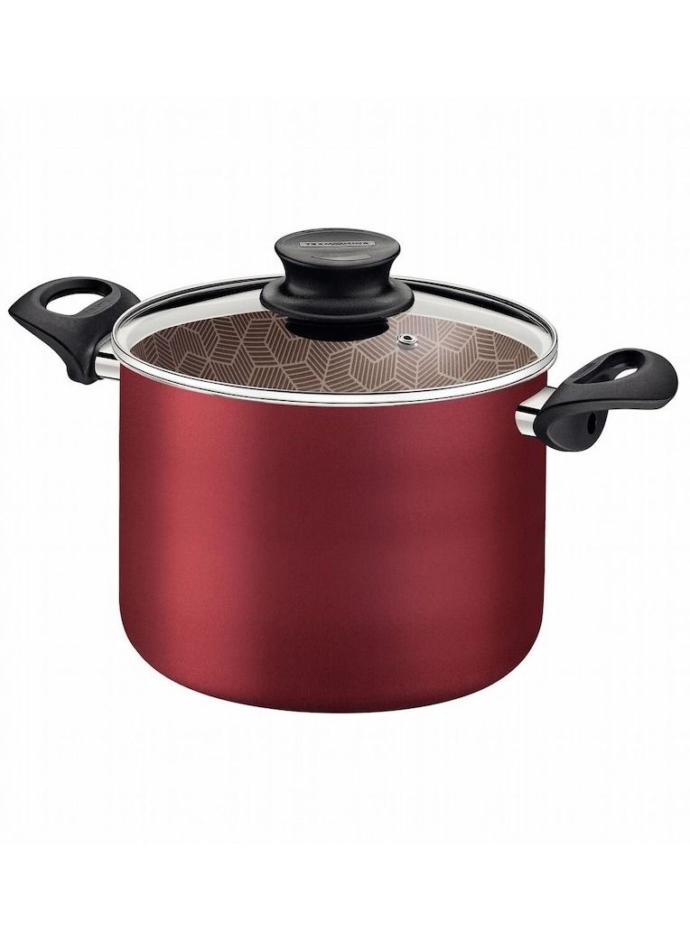 Since 1911,Made in Brazil- Paris Red Aluminum 26cm Stock Pot with Interior and Exterior Starflon Max Red PFOA Free Nonstick Coating,