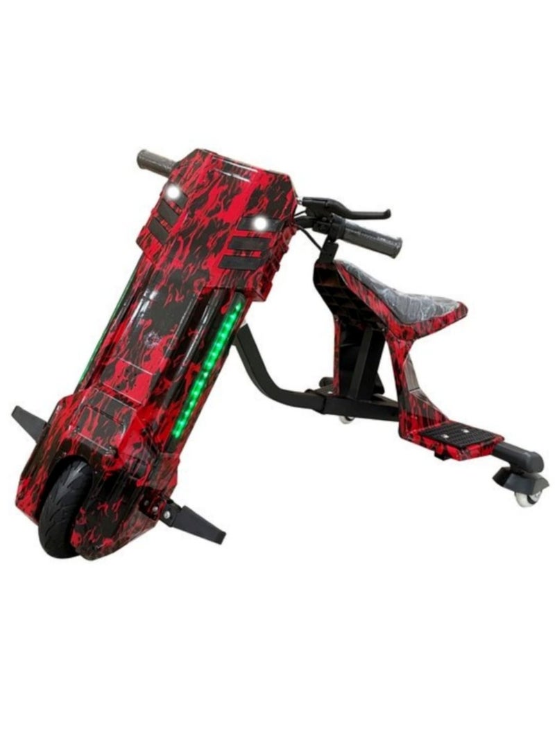 3 Wheel Drifter 36v Electric Scooter 360 Degree Rotation with Led Light Comfortable Seat and Bluetooth Red/Black