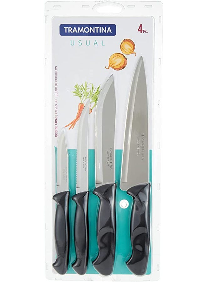 4 pcs Knife Set Stainless Steel Sharp Professional Kitchen Chef Cooking Knives set with Black Handles