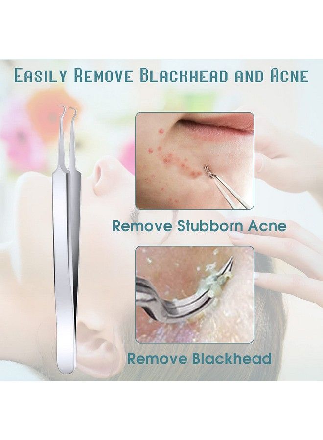 6 Pack Acne Pimple Blackhead Remover Tweezers Stainless Steel Acne Tweezers Curved Pimple Tweezers Extractors Tool For Blackhead Blemish Removalsilver Color