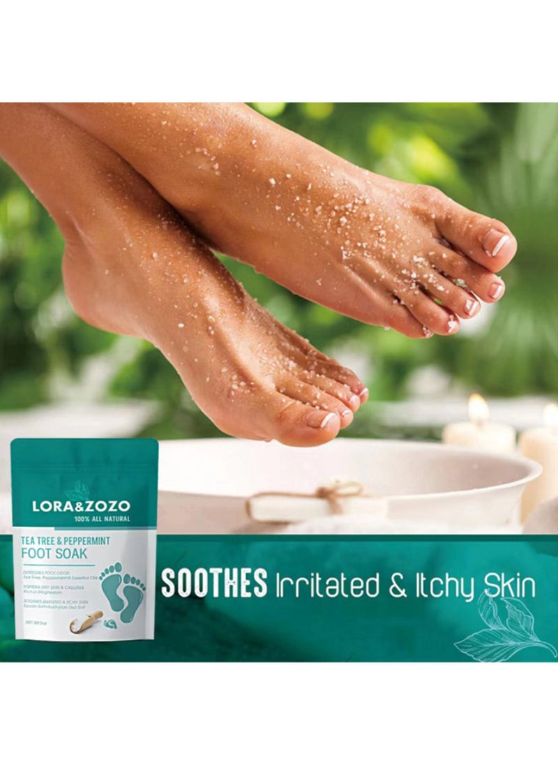 Natural Tea Tree Mint Foot Soak with Pure Essential Oil Pedicure 8 PCS 488g