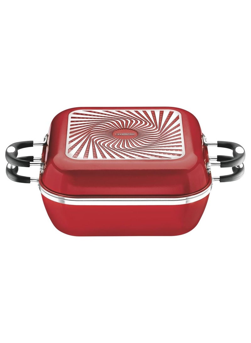 Since 1911,Made in Brazil- Lyon 360 6 Pieces Red Forged Aluminum Cookware Set with Interior Starflon High Performance PFOA Free Nonstick Coating