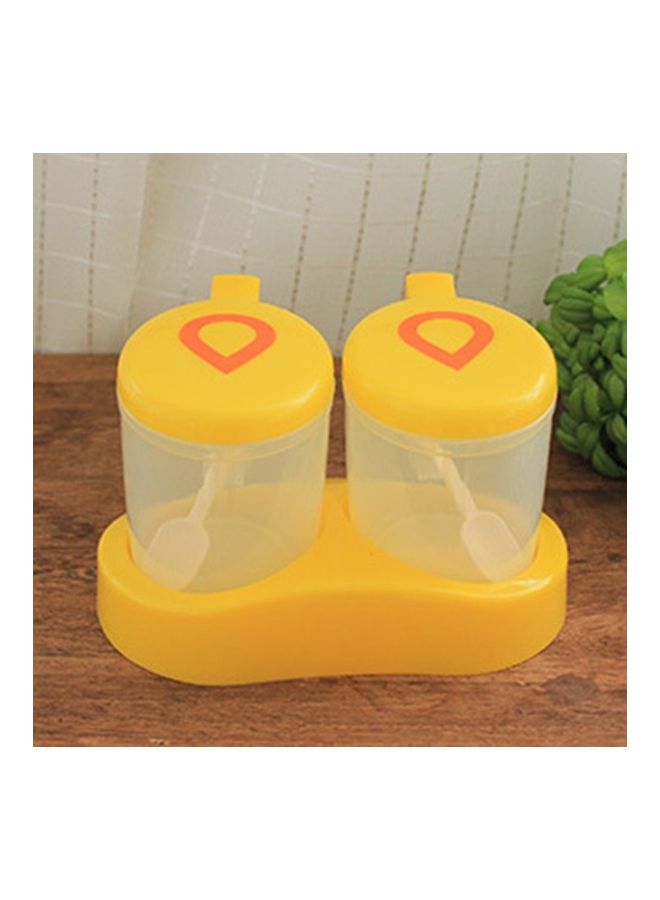 Two Grid Plastic Seasoning Box Yellow 23.8x10cm