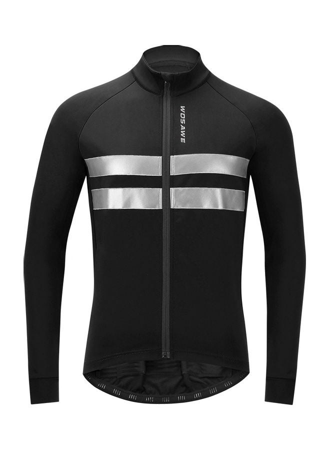 Men Cycling Jersey Set Bike Clothing Long Sleeve Thermal Fleece Winter Jacket and 3D Padded Bib Pants Tights L 35x5x25cm