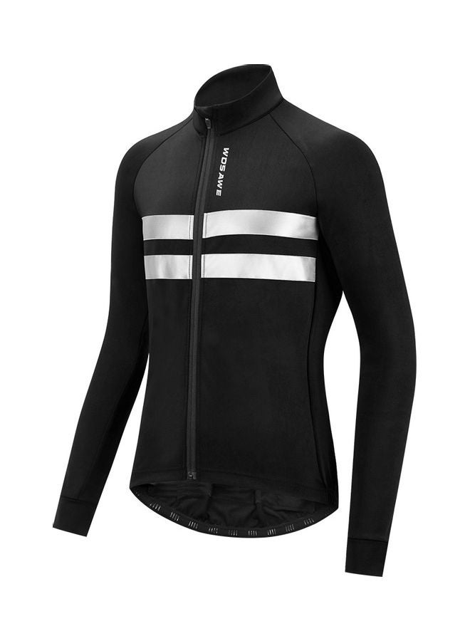 Men Cycling Jersey Set Bike Clothing Long Sleeve Thermal Fleece Winter Jacket and 3D Padded Bib Pants Tights L 35x5x25cm