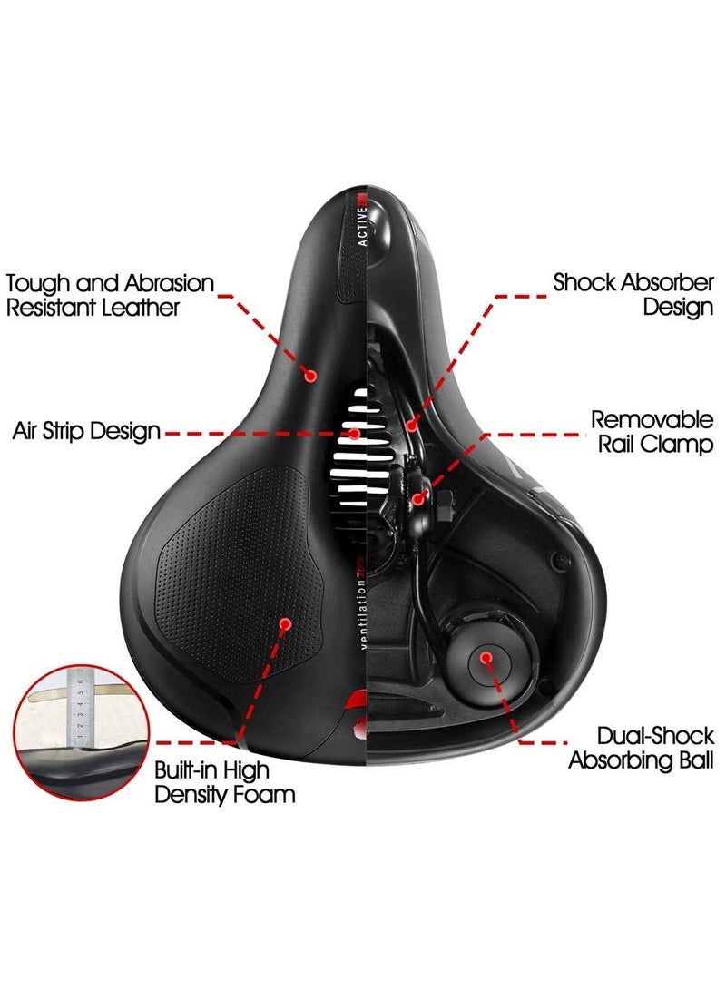 SYOSI Bicycle Saddle, Comfortable Bike Seat Cushion with Dual Shock Absorbing Balls & Memory Foam Soft & Comfortable & Breathable Bike Saddle for MTB/Road Bikes