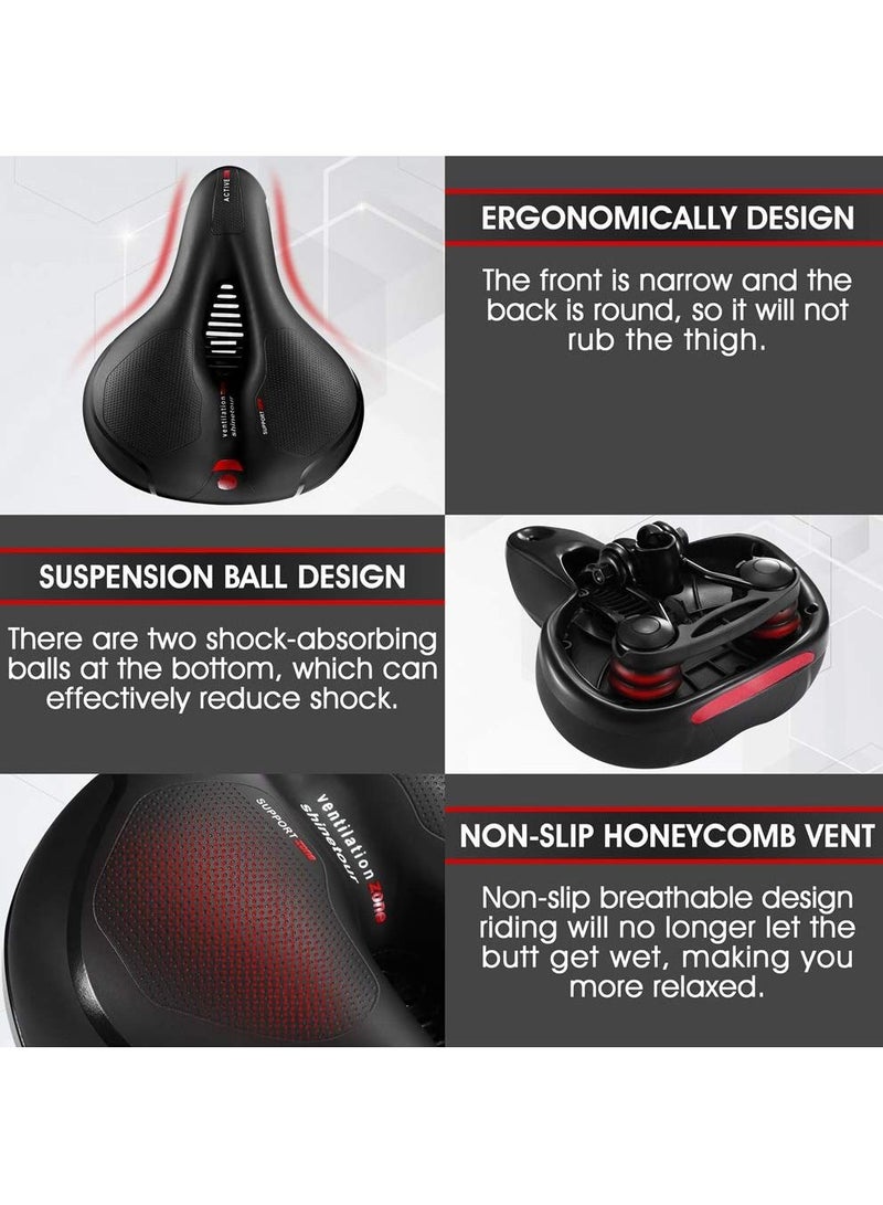 SYOSI Bicycle Saddle, Comfortable Bike Seat Cushion with Dual Shock Absorbing Balls & Memory Foam Soft & Comfortable & Breathable Bike Saddle for MTB/Road Bikes
