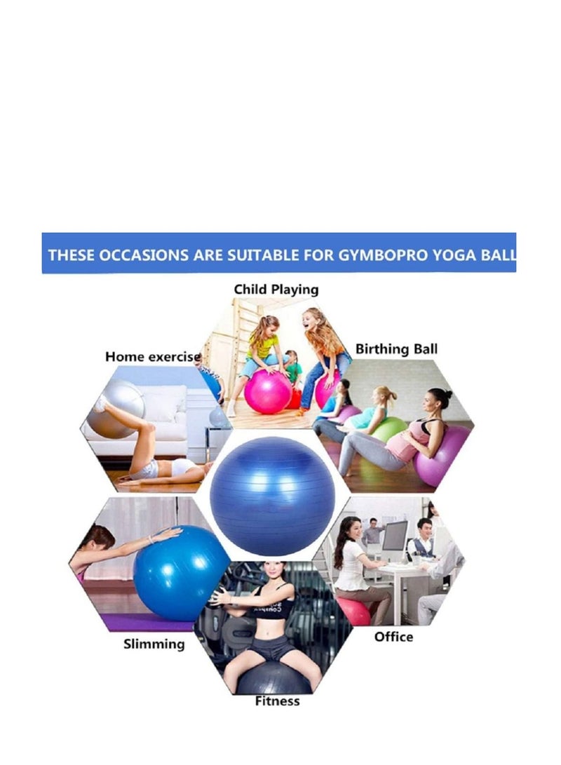 Jinara Gym Ball Exercise Ball, Anti-Burst Yoga Ball with Quick Pump, 65cm Thick Balance Ball Chair for Birthing Fitness Workout Stability Pilates, Gym & Home
