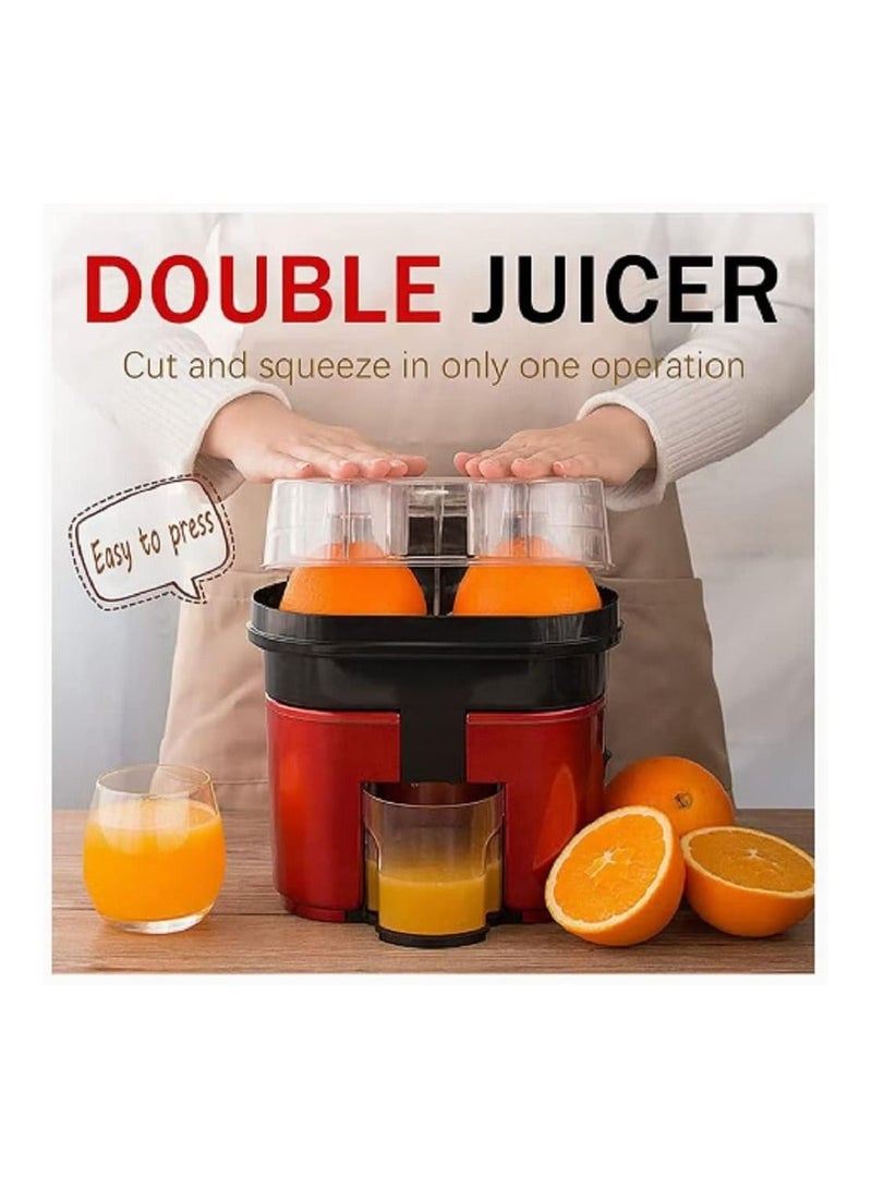 Household Electric Double Twin Orange Juice Maker with Anti-Drip Valve Citrus Orange Fruits Squeezer Household Fruit Mixer Double 90W Electric Lemon Orange Fresh Juicer Cutter Slicer