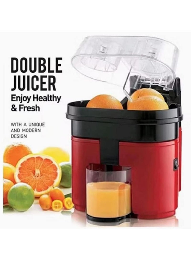 Household Electric Double Twin Orange Juice Maker with Anti-Drip Valve Citrus Orange Fruits Squeezer Household Fruit Mixer Double 90W Electric Lemon Orange Fresh Juicer Cutter Slicer
