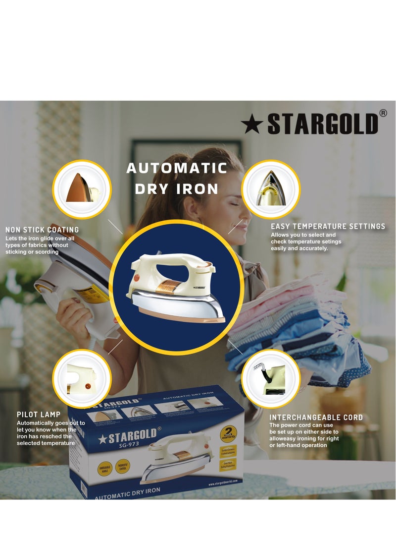Automatic Dry Iron With Manual Temperature Setting And Over Heat Protection 1200W Cloth Iron