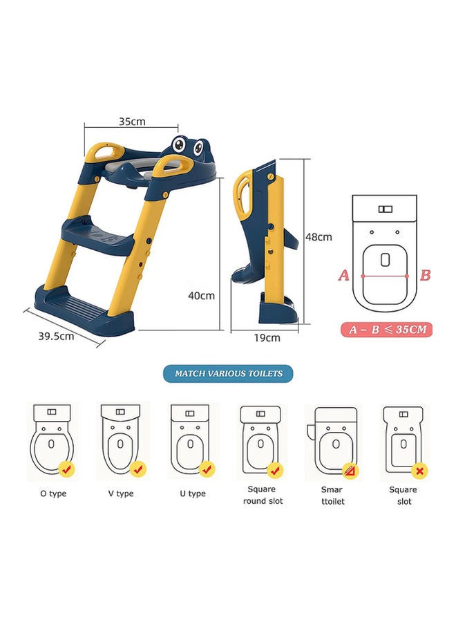 Baby Folding Anti-Slip Potty Training Toilet Chair With Adjustable Ladder