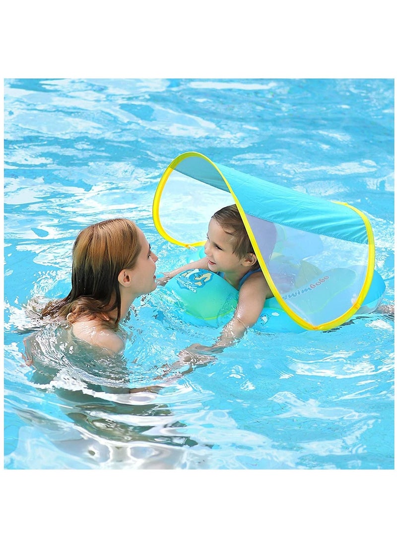 Baby Swimming Pool Float Inflatable Swim Float With Sun Protection Canopy For Age 6-24 months