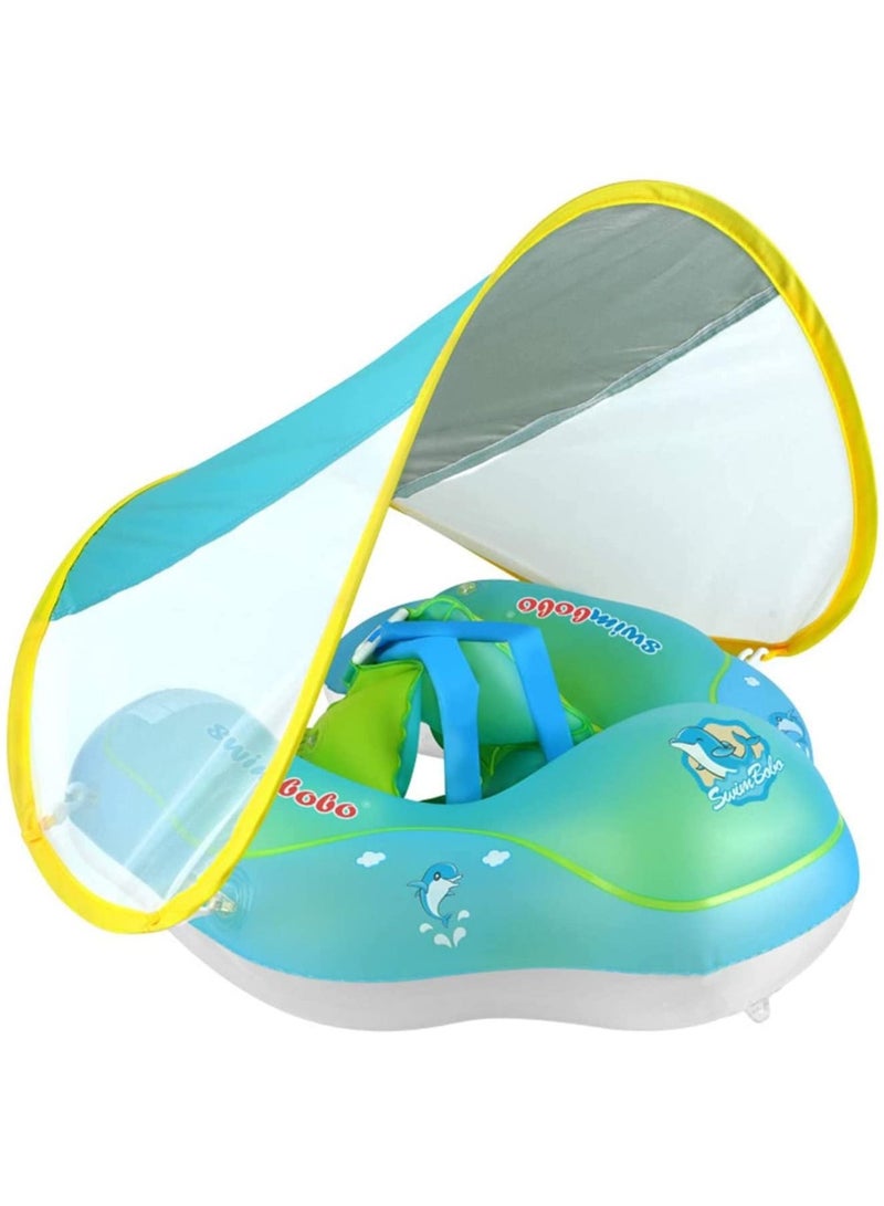 Baby Swimming Pool Float Inflatable Swim Float With Sun Protection Canopy For Age 6-24 months