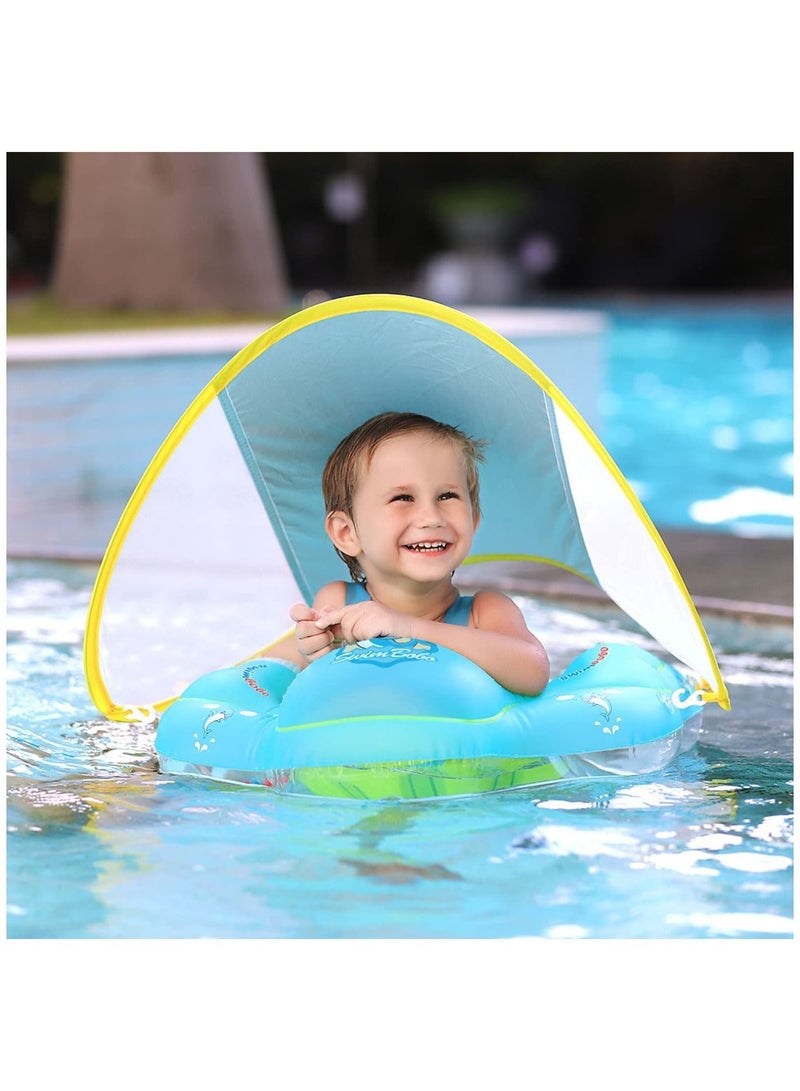 Baby Swimming Pool Float Inflatable Swim Float With Sun Protection Canopy For Age 6-24 months