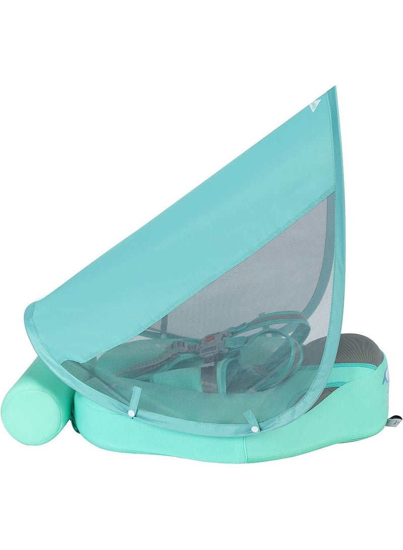 Non-Inflatable Baby Floater with Sun Protection Canopy and Removable Safety Tail