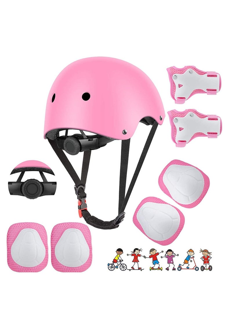 Kids Helmet And Pads Set - 7 In 1 - Adjustable Kids Knee Pads Elbow Pads Wrist Guards For Scooter Skateboard Roller Skating Cycling