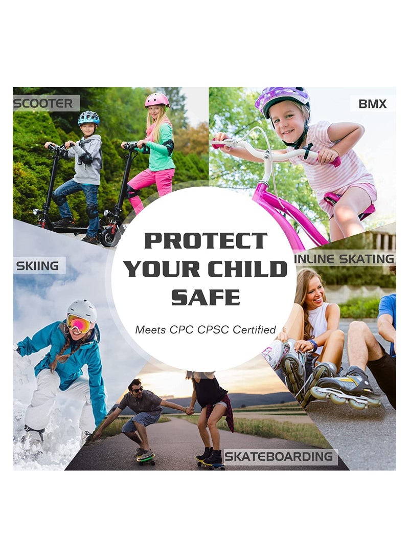 Kids Bike Adjustable Helmet , Knee Elbow Wrist Pads Set for Youth Boys Girls Ages 3-8,Protective Gear Set for Skateboard, Bike, Roller Skating, Cycling, Scooter