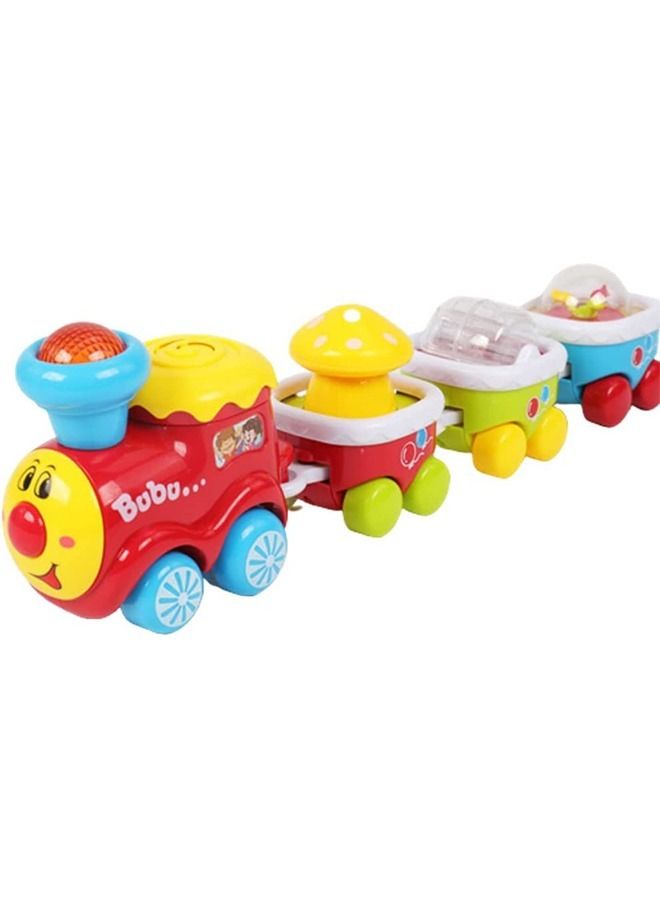 Baybee Cartoon Electric Engine Train Set Toys for Kids with Track set, Carriage, Music, Light, Building Blocks for Kids Train Track Set for Kids Toddlers One Plus Years