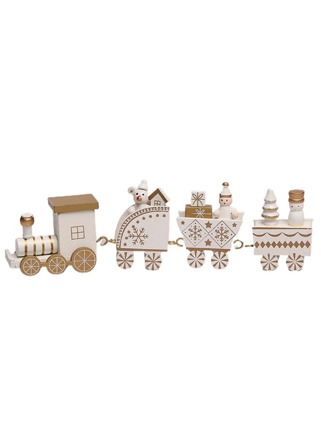 Wooden Train Tree Ornament Colorful Decor with Snowflake,Snowman,Reindeer,Wooden houses,Kids Toy Gift Holiday Party Decorations White