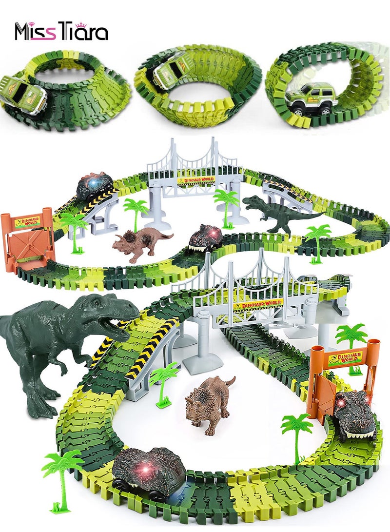 Dinosaur Toys Dino Race Car Track with Flexible Track Gift for Toddler Kids Boys Girls 3 4 5 6 7