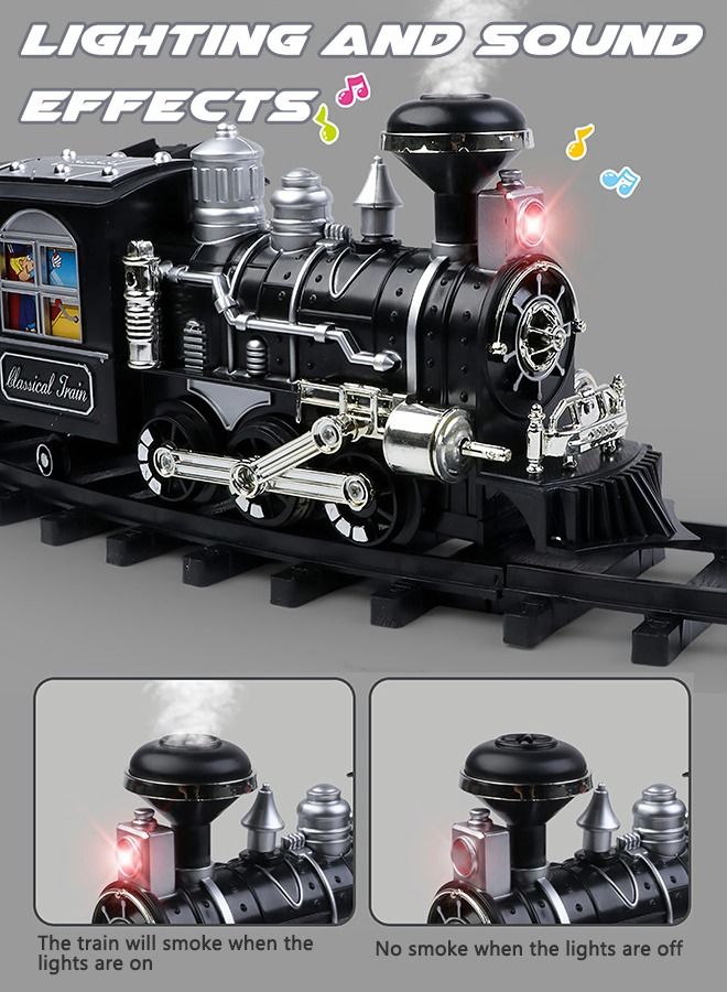 Electric Train Set with Remote Control Steam Light Sound and Tracks,Classic Express Train Set,Children's Toy Train